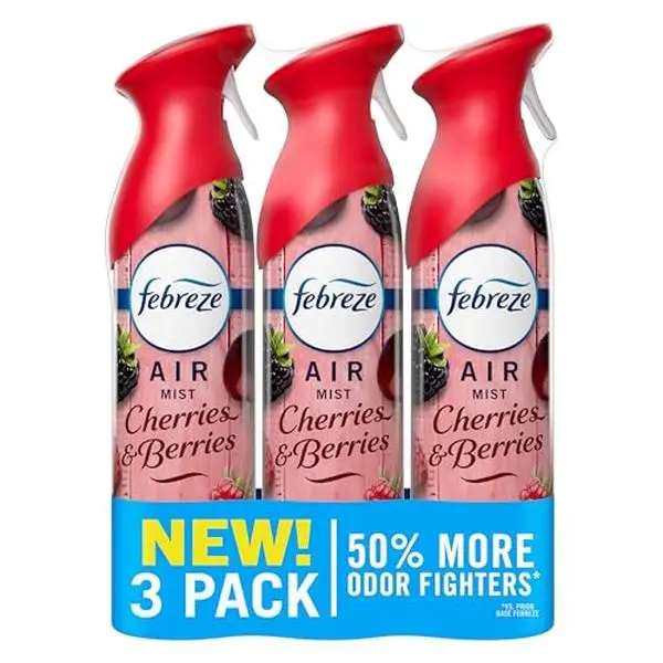 Pack of 3 Air Mist, Air Freshener Spray, Odor Fighting Room Spray, Deodorizer for Home Bathroom Kitchen Office Apartment Dorm Room Classroom, Cherries & Berries Scent, 8.1oz