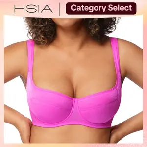 HSIA Starry Night Plus Size 4mm Lightly Padded Balconette Bra Glass Shimmer Fabric Lifting Support Underwire Bra U Shaped Smoothing Back Wider Cushioned Straps Sexy Demi Low Cut Plus Size Natural Push Up Add 0.5-1 Cup Effect