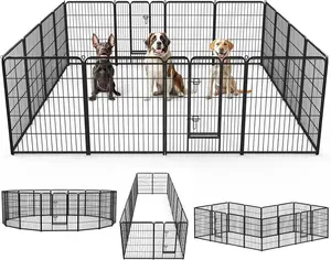 Portable Dog Enclosure with Door, 8/16 Panel Metal Pet Playpen 23–39 Inch Tall for Indoor Home, Outdoor Yard, Camping & RV Use