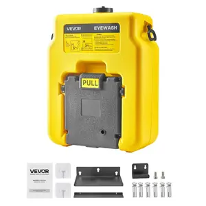 Fathersdaygift VEVOR Portable Eye Wash Station 14 Gal, OSHA-Approved Eyewash Station Wall-Mounted/On Flat Surface, Emergency Eye Wash Unit with 2 Sprays, First Aid Eyewash Units for Schools, Labs, Factories, Yellow, Single Itemdealsforyoudays