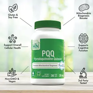 Health Thru Nutrition PQQ – Pyrroloquinoline Quinone 20mg as PureQQ™ | Natural Energy, Mitochondrial & Brain Support Supplements Dietary