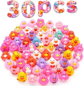 30 Pack Valentine's Rubber Ducks-2.3 Inch Bulk Floater Ducks for Ducking Assortment Rubber Duckies for Kids Baby Bath Toys,Birthday Gifts Party Favors Summer Beach Pool Activity Toys