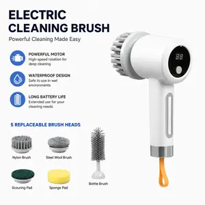 5-in-1 Electric Spin Scrubber Cordless Cleaning Brush for Bathroom, Kitchen & Tile – Powerful Handheld Cleaner