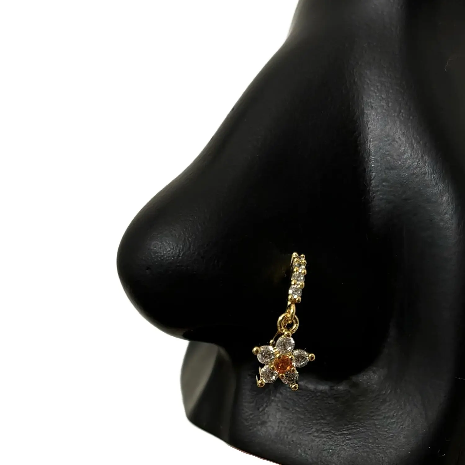 Statement Gold Dangle Flower Nose Hoop, Nose Rings for women, Nostril Piercing, Hypoallergenic Nose Jewelry, 20 gauge Nose Rings new nose ring