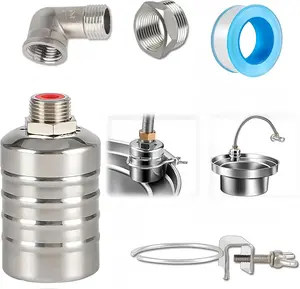 1/2" to 3/4'' 304 Stainless Steel Automatic Water Level Control Float Valve - No Electricity Needed, Automatic Watershut off valve for Water Tanks, Pools & Livestock