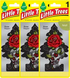 Little Trees Car Air Freshener | Hanging Paper Tree for Home or Car | Rose Thorn | 6 Pack, Car Scents, Original, Hanging Tree
