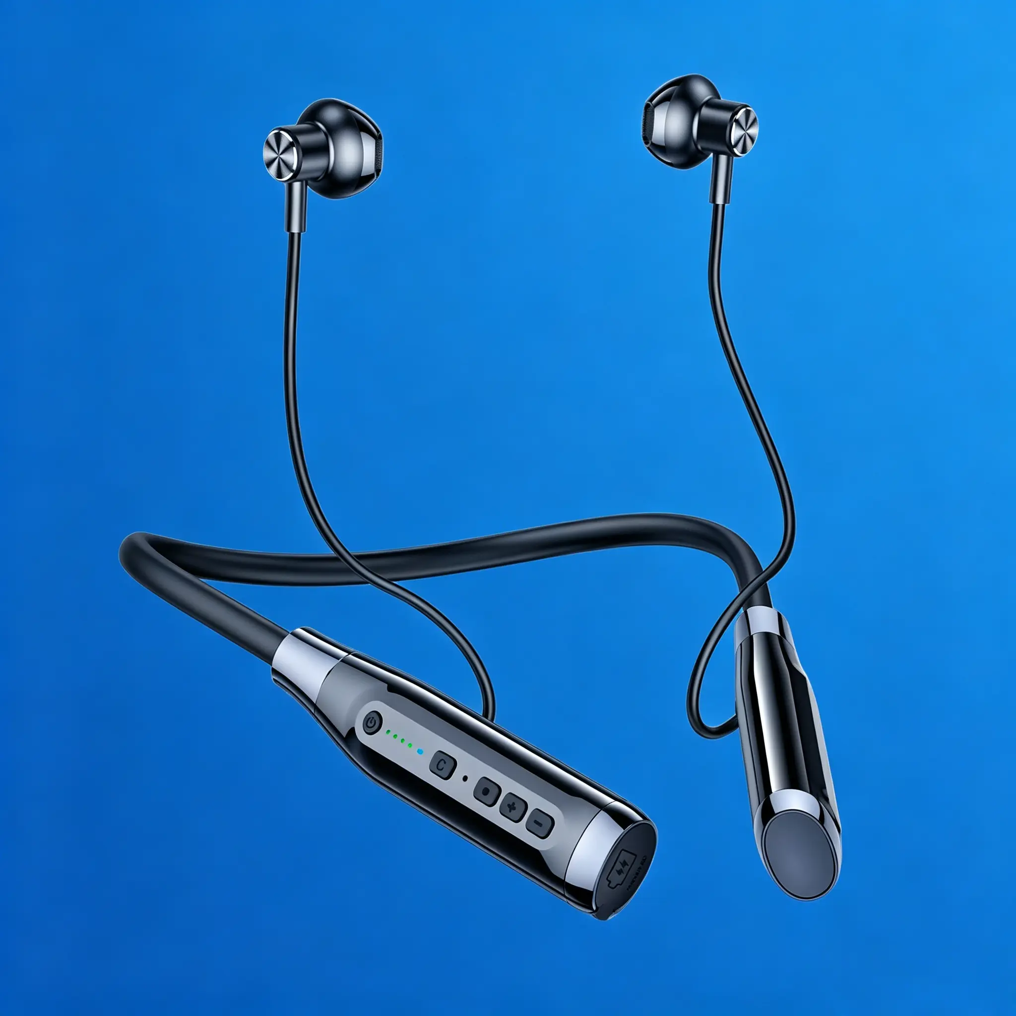 Neckband Bluetooth earphones, 100-hour ultra-long battery life wireless stereo neckband in-ear earphones with microphone, waterproof neckband in-ear earphones, suitable for sports/fitness/office (black)