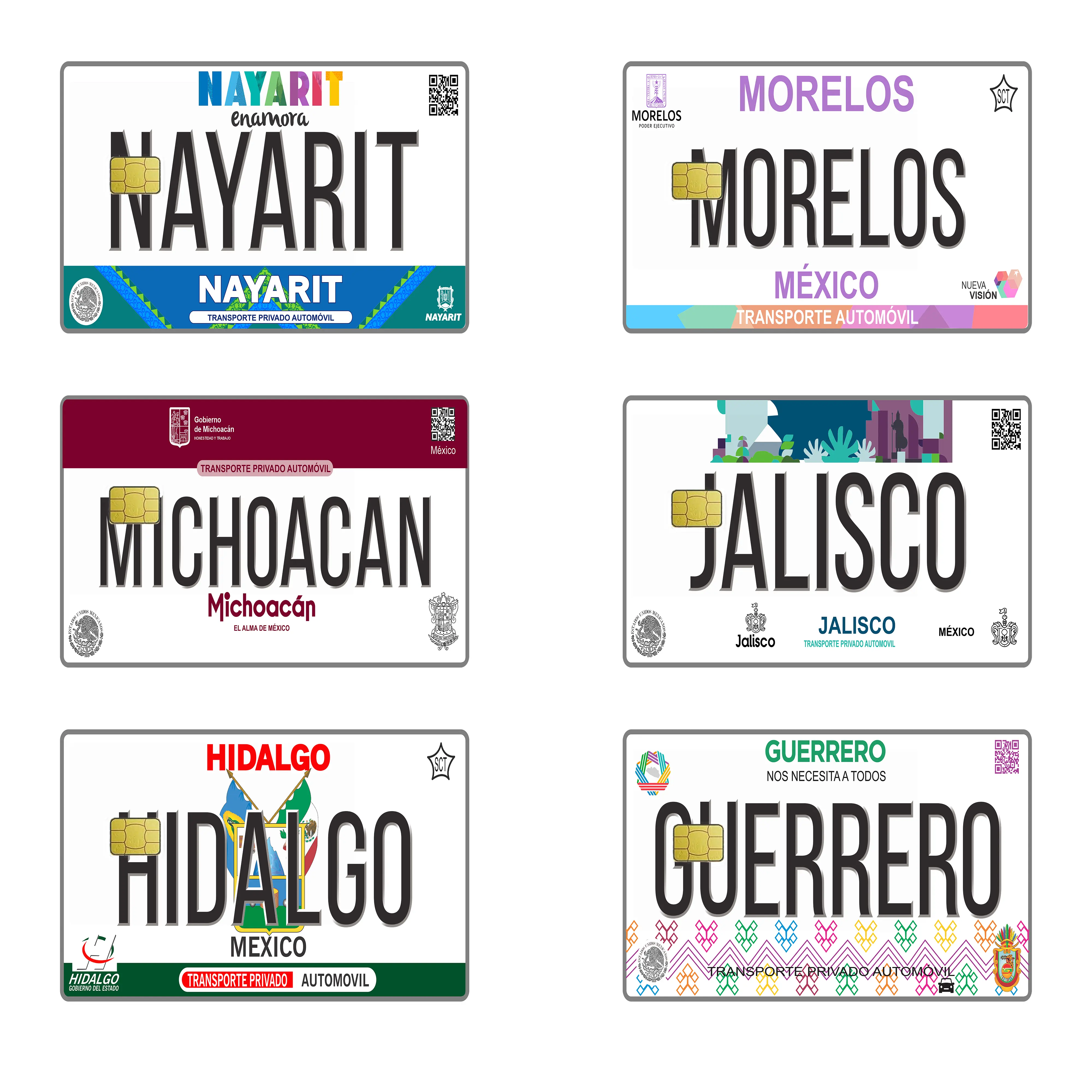 Mexico Placas (Mexican License Plate) 2PC Holographic Credit Card Skin & Debit Card, Trolley & Gym Stickers for Small Chip