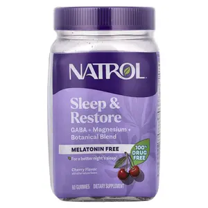 Natrol Sleep & Restore Gummies, Melatonin Free, Cherry, 60 Gummies