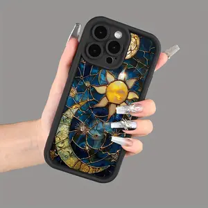 Sun Moon Design Shockproof Ultra-Thin Phone Case, Full Camera Lens Protection Soft Cover Protective Casing for iPhone 16/15/14/13/12/11/plus/pro Max