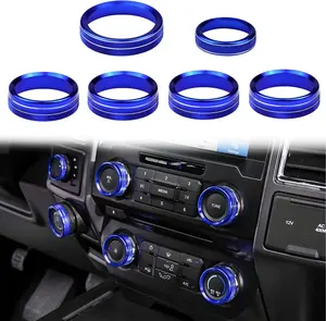 Air Conditioner  Trim Cover  Center Console Knob Compatible for Ford F150 XLT Accessories 2015-2019 6 count(Blue)