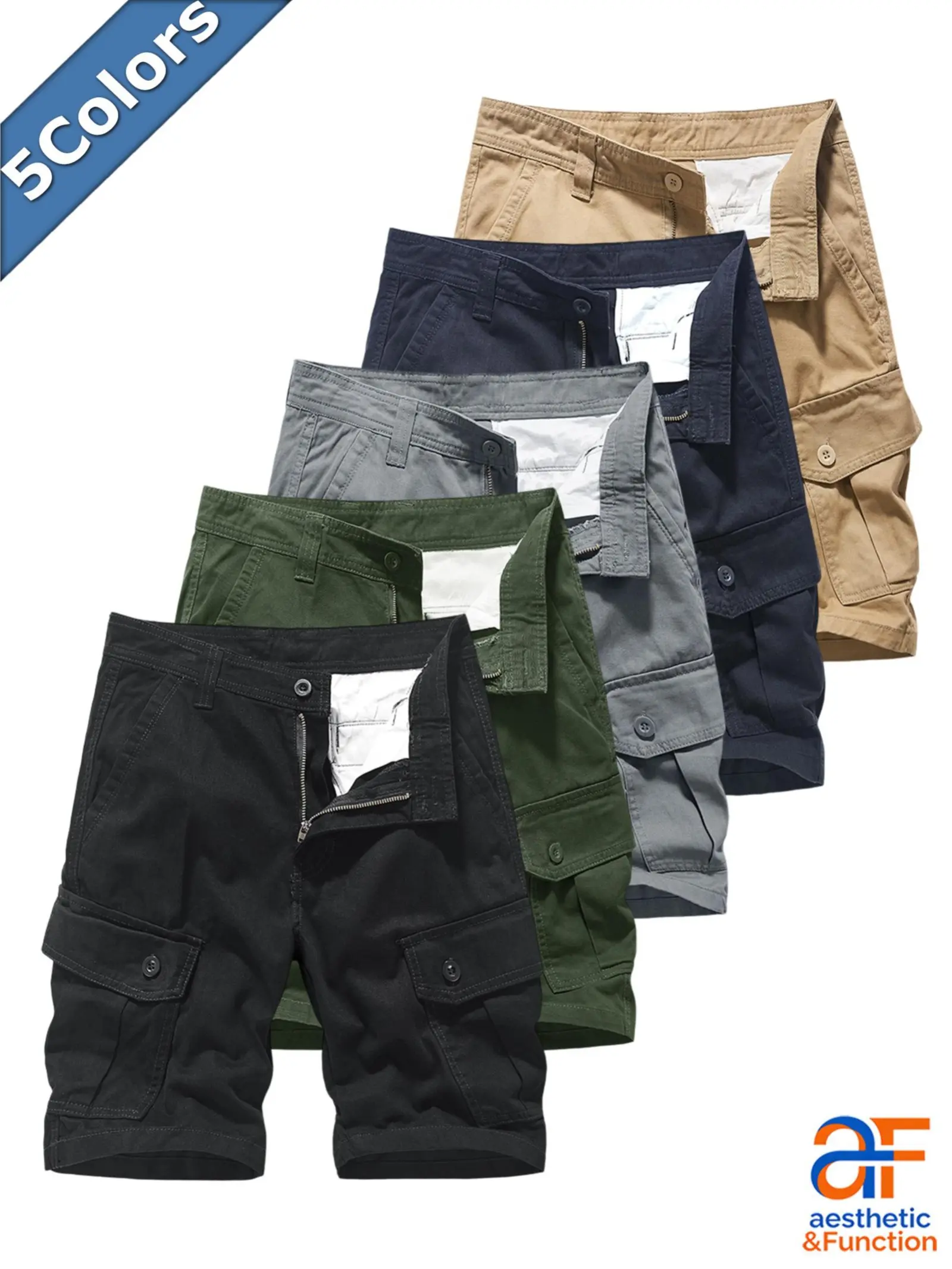 Men's Cargo Shorts Multi Pockets Utility Tactical Half Pants Casual Outdoor Hiking Activewear Summer Relaxed Fit Work Short Zip Fly Aesthetic Function Daily Wear Comfortable Mens Fashion Essential Bottoms Durable Trendy Streetwear Camping Gear 5-Colors