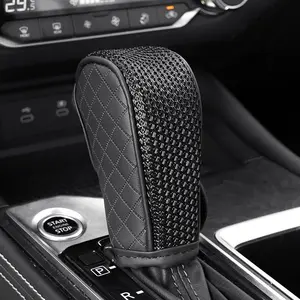 1pc Car Gear Shift Knob Cover Handle Cover, Automatic Shift Knob PU Leather Anti-slip Protective Case, Auto Interior Accessories Decorations