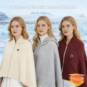 USB Power Supply Wearable Electric Heated Blanket 62x32 Inches 3 Heat Levels Shawl Soft Comfortable Smart Constant Temp Machine Washable Cozy Home Comfort(Does not include power bank)