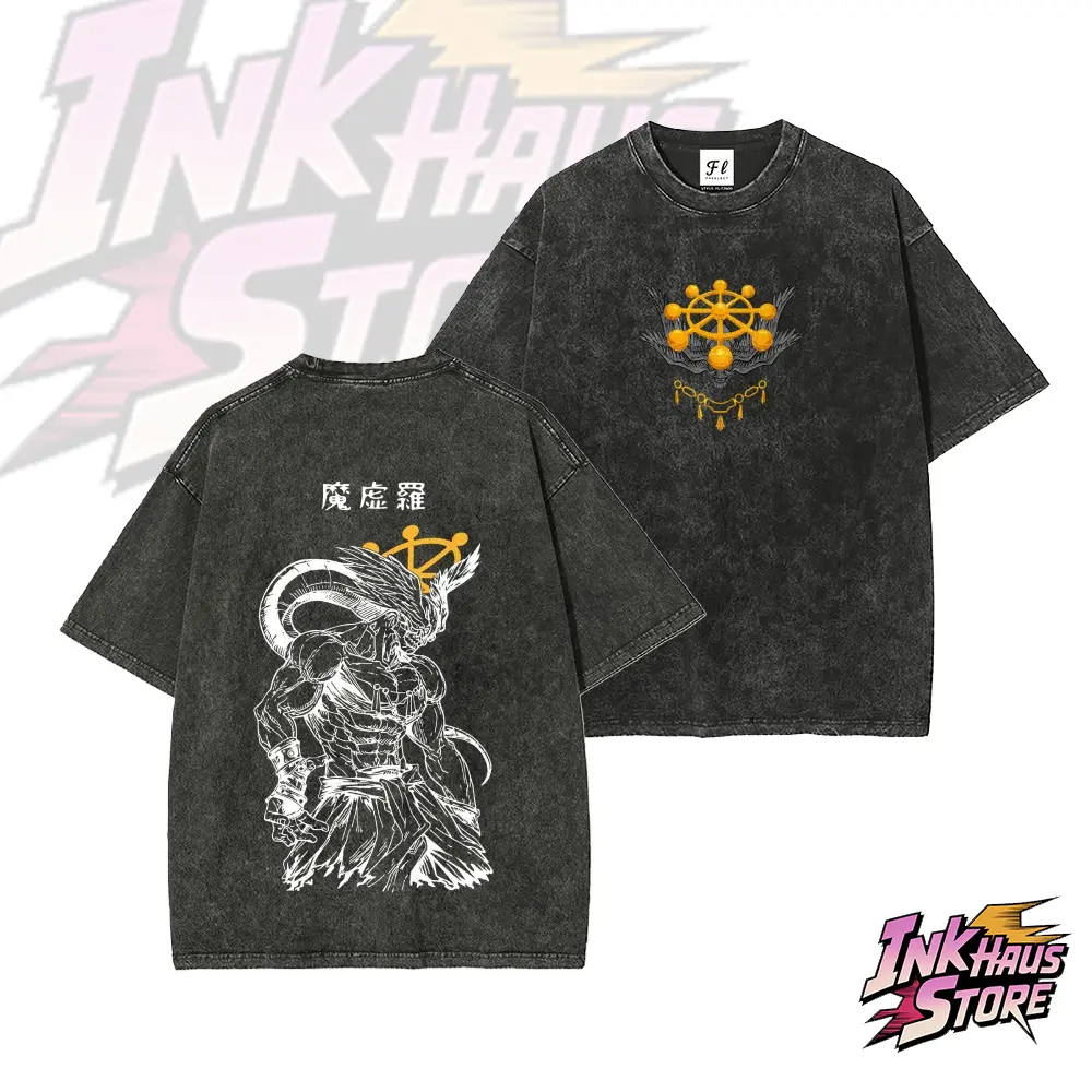 Mahoraga JJK Anime Graphic--Short Sleeve Cotton Unisex Retro wash Tee