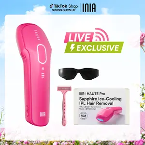 【LIVE EXCLUSIVE】INIA HAUTE Pro Sapphire Ice-Cooling IPL Hair Removal Device – Painless, FDA Cleared, Full Body & Bikini Use, Long-Lasting Results for Women & Men, 2-Year Warranty – Stay Cool & Smooth This Summer