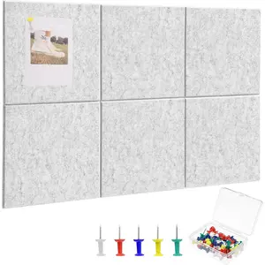 Large Cork Board 36" x 24", 6 Pack Felt Bulletin Board with 30 Pushpins, Cork Boards Alternative with Self-Adhesive Strips, Felt Wall Tiles Pin Boards for Walls Office  School Decor-Light Gray