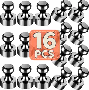 16-Pack Compact High-Strength Triple-Coat Metal Refrigerator Magnet Set, Multi-Surface Home Decor Accessories for Fridge/Whiteboard, Magnetic Push Pins for Kitchen Photo, Sheet & Paint Display