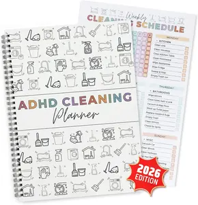 Cleaning Planner for Adults & Teens – Undated Daily Weekly Monthly Yearly Cleaning Schedule and Checklist Organizer with Chore Chart, Habit Tracker, and DIY Home Improvement Templates