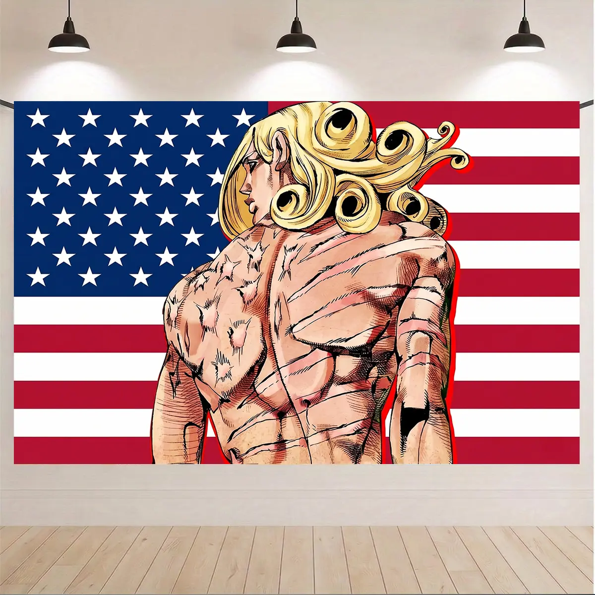 JoJo's Bizarre Adventure Anime Polyester Tapestry - Lightweight Manga Art Synthetic Wall Hanging, Glueless Traceless Hang Indoor Otaku Bedroom Decor