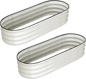 Oval Raised Garden Bed, 2 Pcs Galvanized Raised Beds for Outdoor, Planter Raised Boxes with Open-Ended Base,Large Metal Raised Planter Beds for Vegetables,Flowers,Tool-Free Assembly