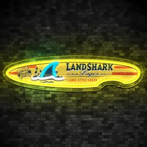 1 PC hanging wall neon light made of acrylic, Neon light sign, UV home lighting, Land Shark Lagoon surfboard, USB powered adjustable light, perfect for esports room party, island beach surfing, beer festival, birthday gift, etc.