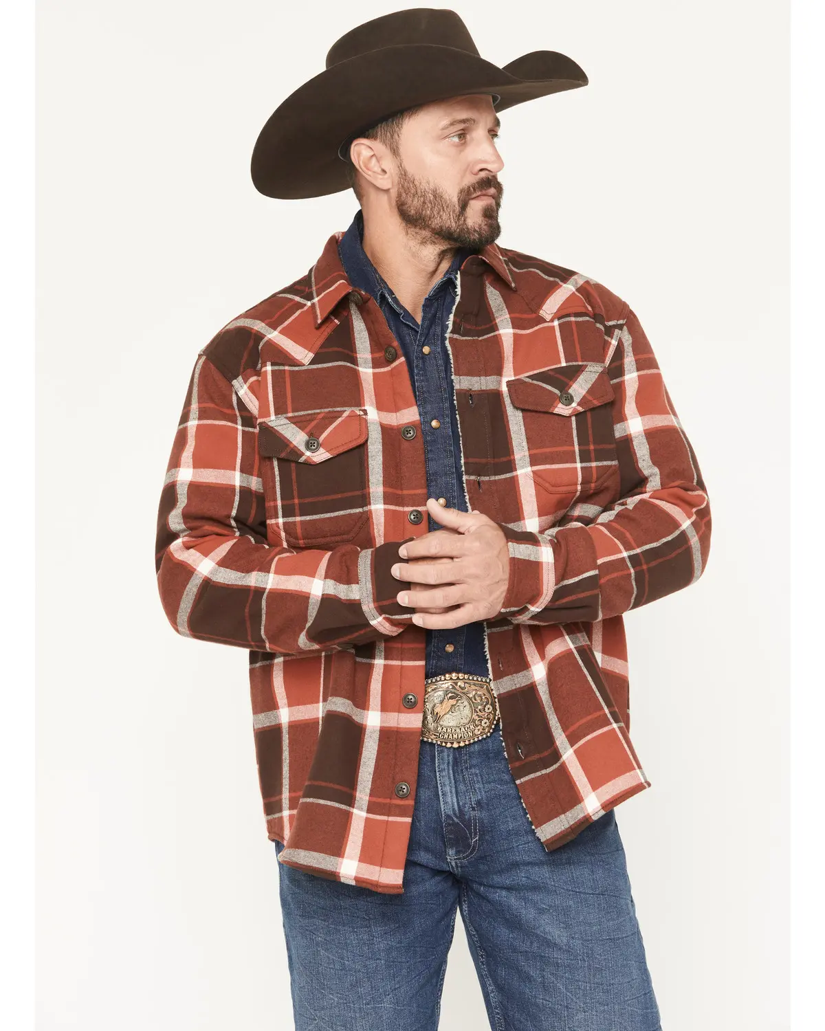 Cody James Men's Men'S Baxter Sherpa Lined Plaid Print Flannel Shirt Jacket - Cjho25o2-Rucop