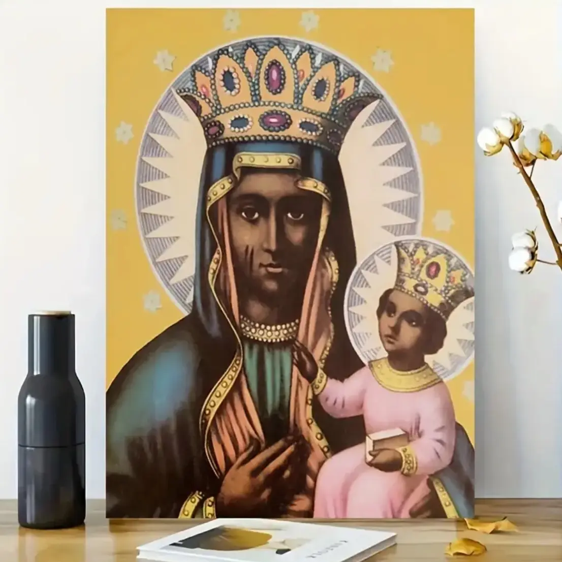 Haitian Mythology Erzilie Dantor Canvas Wall Art Poster 12/18 in Vibrant Female Figure with Crown Frameless Decorative Artwork