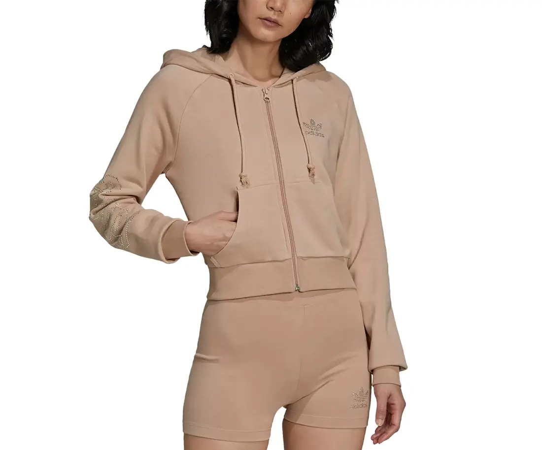 Adidas Rhinestone Crop Girls Active Hoodies