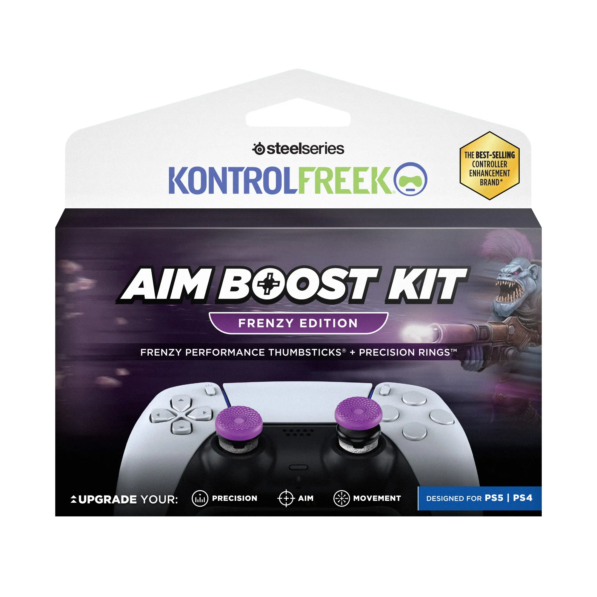 KontrolFreek Aim Boost Kit Frenzy Edition Gaming Accessories for PlayStation 5 (PS5) & PlayStation 4 (PS4) Console Controllers, Includes Resistance Performance Thumbsticks & Precision Rings