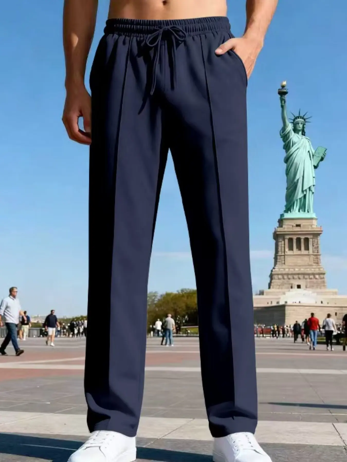 Men's loose baggy straight-leg casual straight-leg pants, American oversized long-leg pants, men's all-season lower sportswear trousers. Hiking trousers. Light business trousers Pockets, Drawstring Sports Pants. Menswear