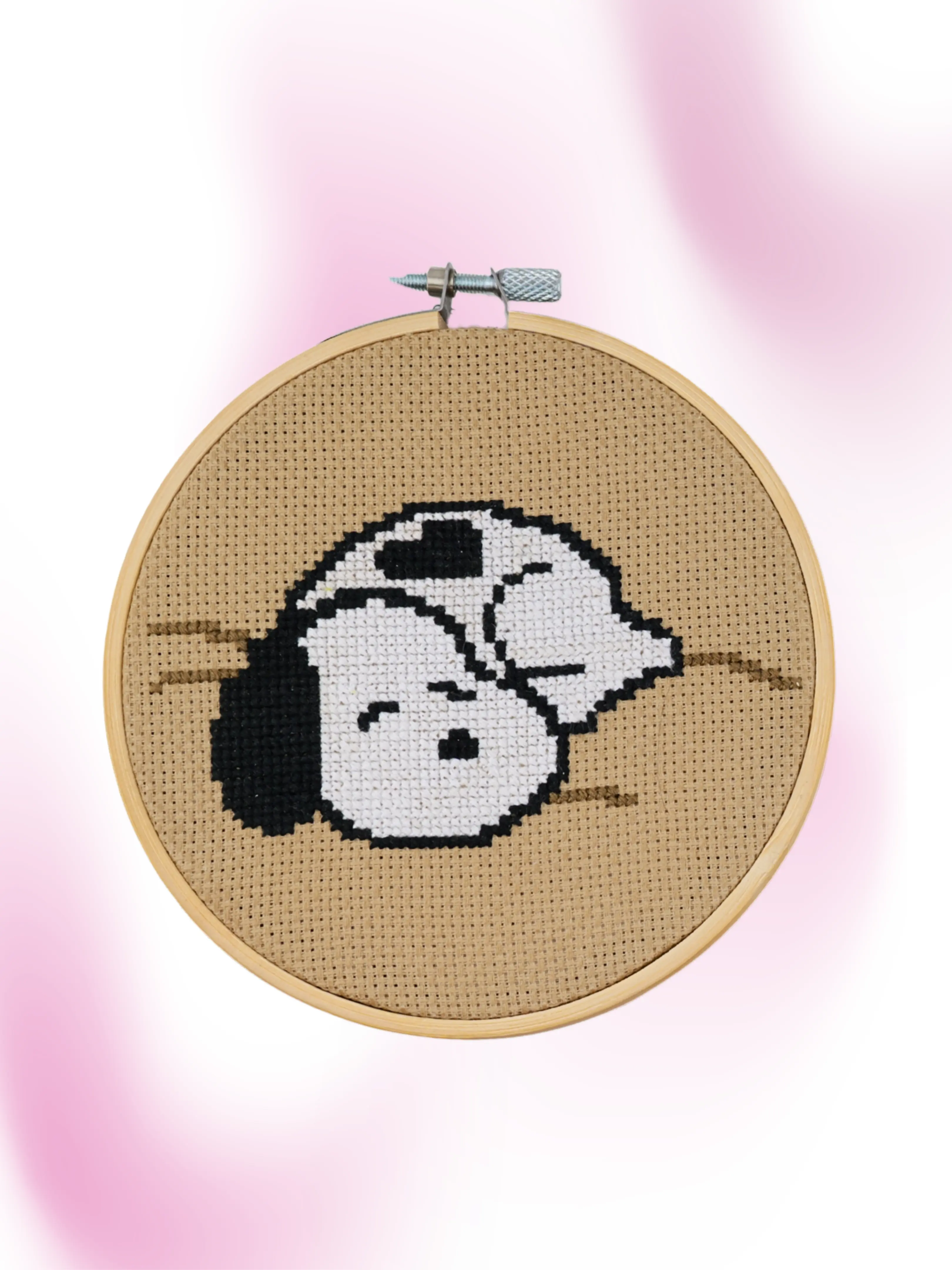 Sleeping puppy with Heart Spot Cross stitch kit,  beginner friendly , simple cute dog pattern, DIY, great gift, USA made