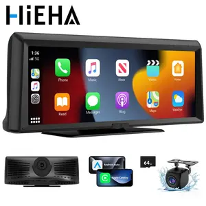 Turn Any Car Into CarPlay – 8.1" Wireless Screen with 2K Dash Cam & Backup Camera (1080P) by HIEHA