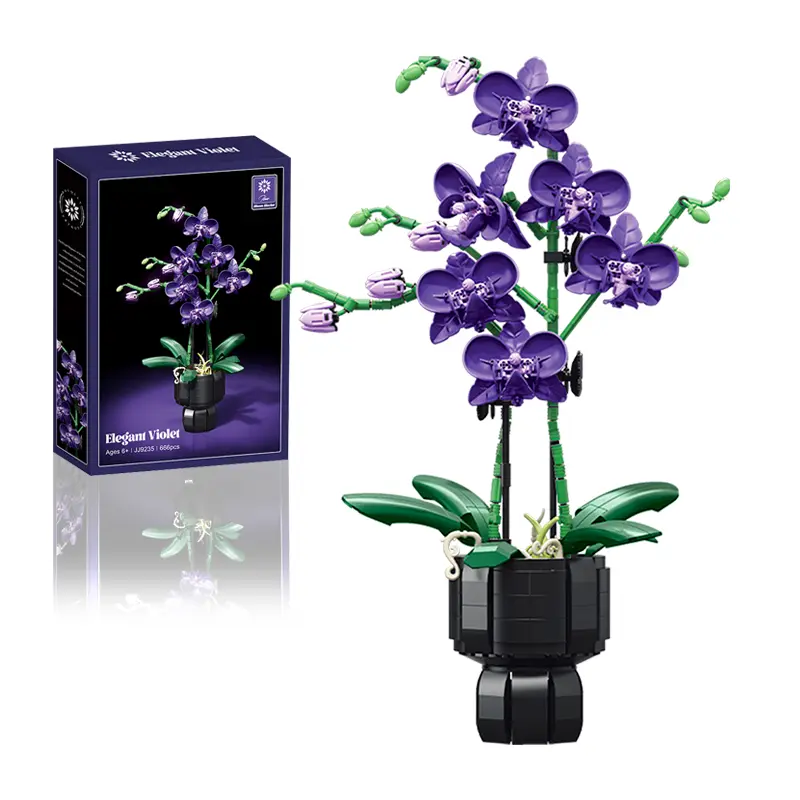 Orchid Everlasting Flower Building Block Set, Safe Materials, Soothing Assembly, Elegant Home Decor Ornament - Ideal Gift for Women for Birthdays, Anniversaries, Christmas