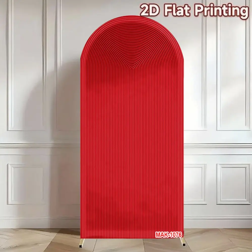 Red Ripple Arch Backdrop Cover 2-Sided Stretch Spandex Fabric for Wedding Birthday Party Baby Shower Decorations Background