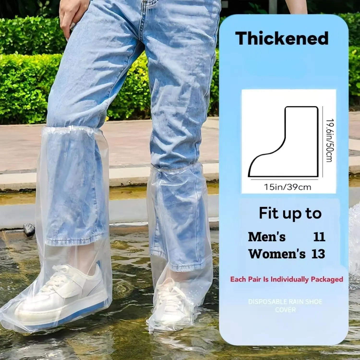10 Pairs Shoe Covers Boot Covers Plastic Disposable Waterproof Shoe Covers, Shoes Cover for Rain, Rain Boot Shoe Covers, Plastic Boot and Shoe Covers, Non-Slip Outdoor Waterproof Shoe Protectors