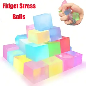 10/20/30Pcs Fidget Stress Balls Bulk, Stress Relief Fidget, Stress Relief Fidgeting, Squeeze Sensory Toys, Squish Toy, Mini Ice Cube Stress Balls Toy, Birthday Christmas School Gifts, Random Styles And Colours