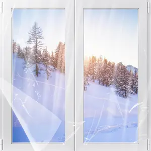 62×236in Thicken Winter Window Insulation Kit, Clear 5-Window Shrink Film Window Covering with Double-Side Tape to Keep Cold Out for Indoor Winterizing