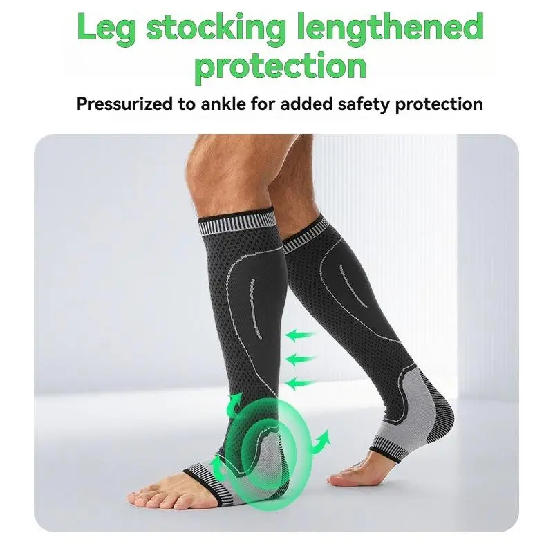 Extended Anti-Slip Calf Compression Sleeves for Sports, Ankle Protective Compression Sleeve, Leg Compression Sleeve, Breathable for Basketball Gear, Running & Marathon, Pressure Support for Fitness Training