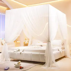 4 Corners Post Net - Cozy Drape Netting 3 Opening Bed for Girls Bed Boys Adults (Twin,White)