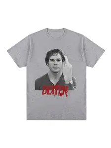 TV Play Dexter Morgan Middle Finger Graphic T-shirts Men Women Clothing Casual  Loose Short Sleeve Male T Shirt Streetwear