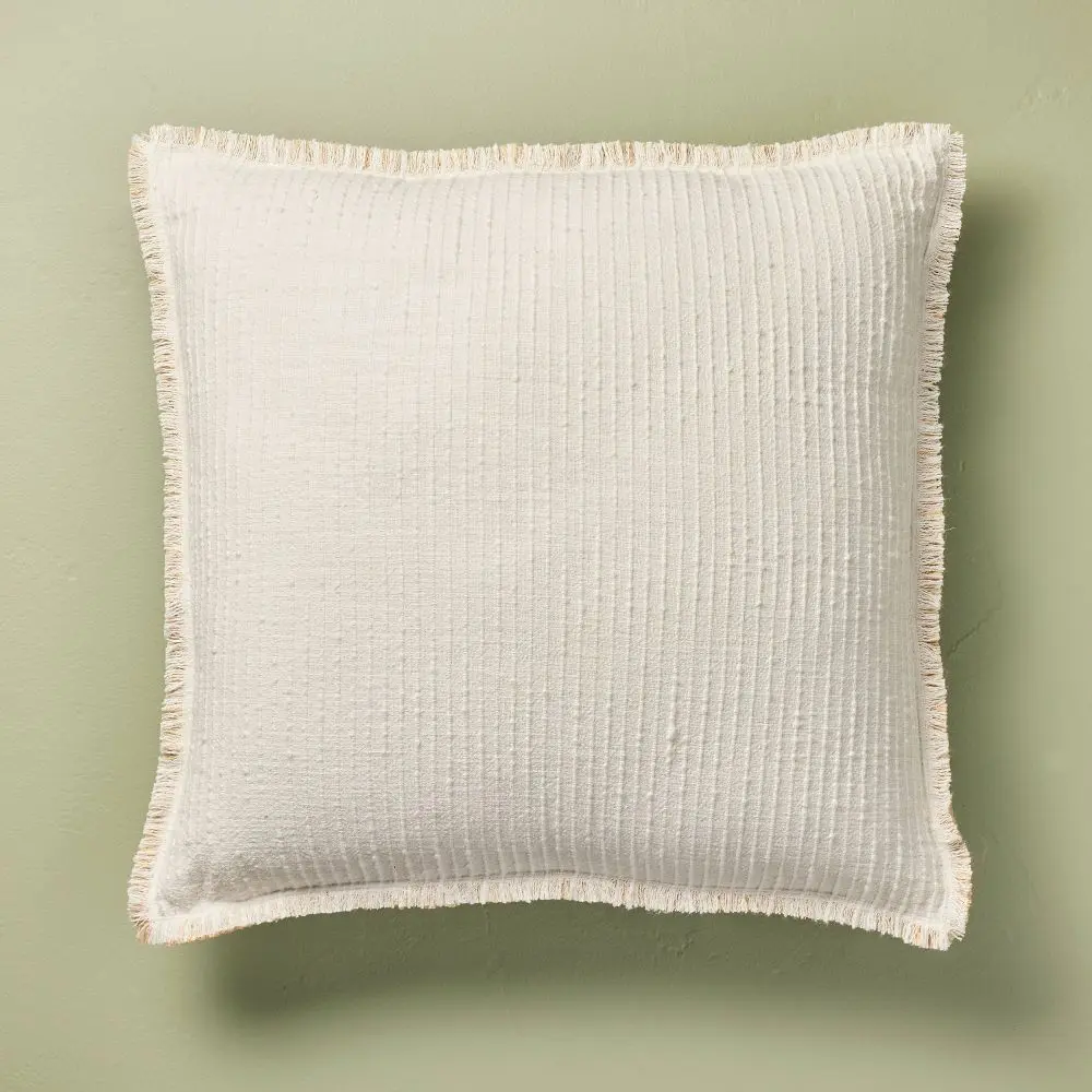 Slub Striped Fringe Square Throw Pillow Sour - Hearth & Hand with Magnolia