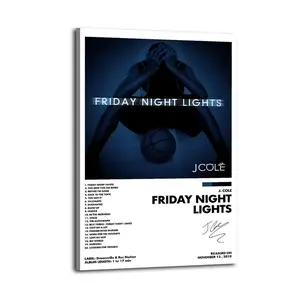 J. Cole Friday Night Lights Artistic Wall Decor, Waterproof Canvas Poster, Cute And Vibrant Poster for Bathroom, Living Room, Bedroom, Dorm, A Perfect Gift Idea for New Year Home Decor
