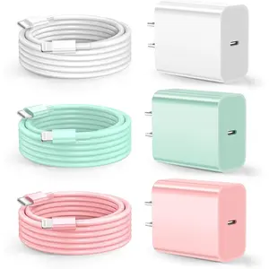 SANPRIO For iPhone 14 Charger  Fast Charging,20W USB C Wall Charger with 3-Pack 6FT USB C to Lightning Cables for iPhone 14/13/12/11 Premium PD Cord for Smartphones Cellphones - Lightgreen