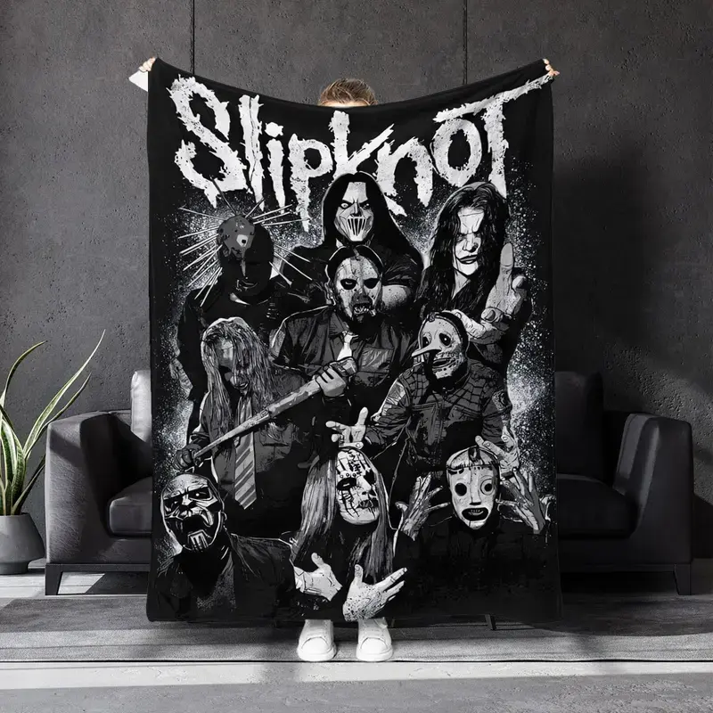 Slipknot Themed Printed Flannel Throw Blanket - Comfortable, Soft, Lightweight Throwblanket for Home, Camping, All Seasons Use