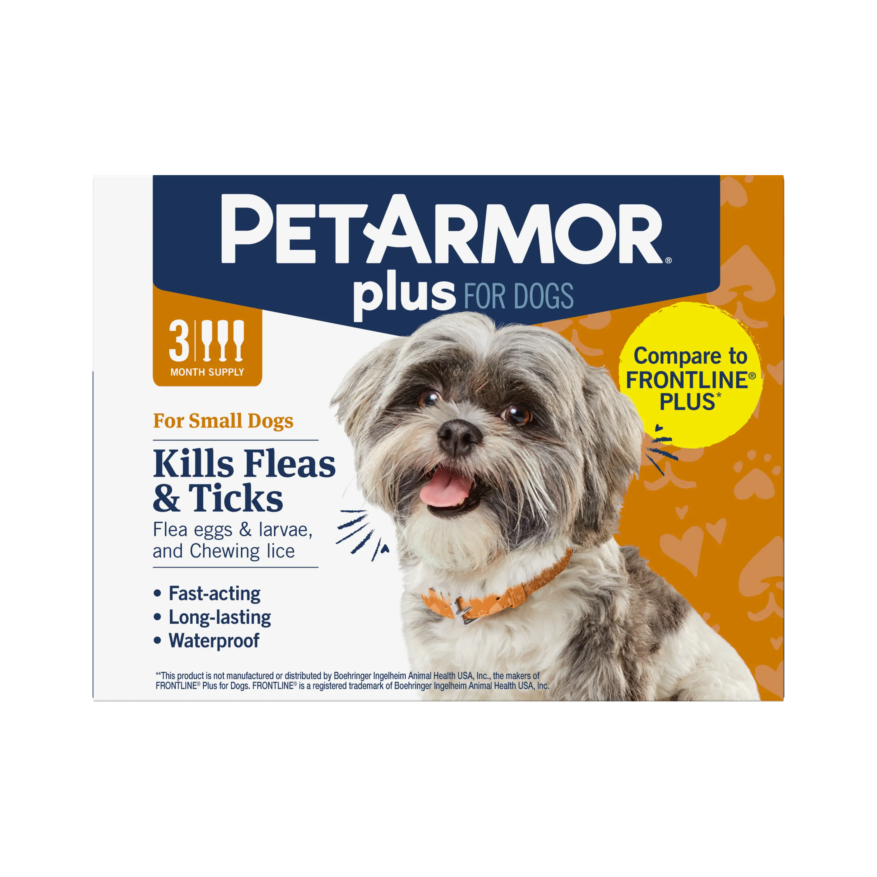 PetArmor Plus Flea and Tick Prevention for Dogs and Cats, Waterproof Topical Treatment, Available in Small to X-Large Sizes in 3 Month Supply