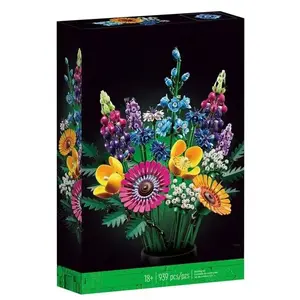 Artificial rose, orchid, wildflower DIY building block set -3D eternal flower model, Mother's Day home decoration, and holiday gifts