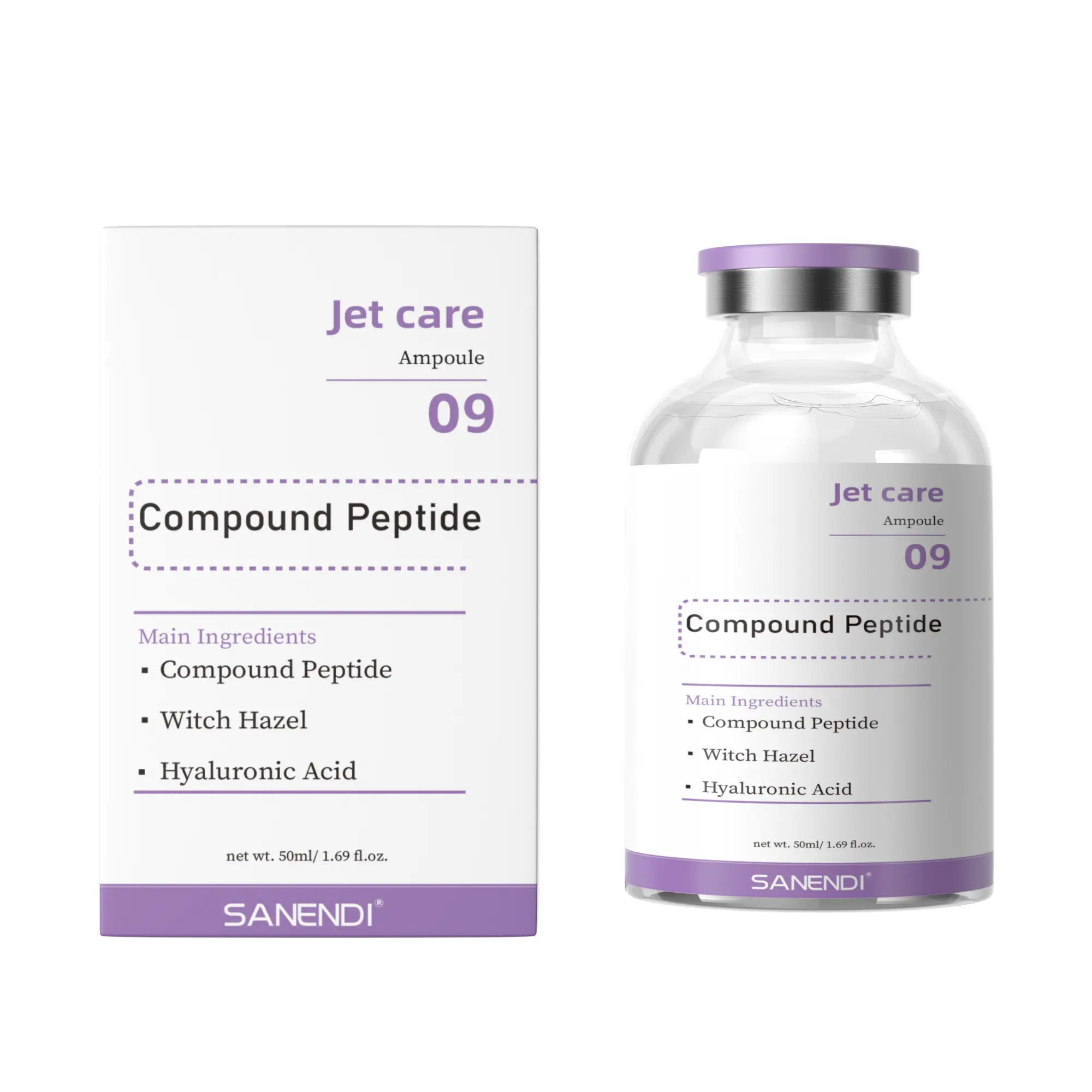 SANENDI Jet Care 09 Compound Peptide Ampoule Serum - Anti-Aging, Firming & Pore Tightening Booster with Hyaluronic Acid for Mature Sagging Skin, 50ml, Anti Sag Serums & Essences, Clear-Based Serums & Essences