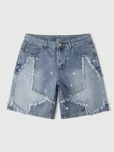 Streetwear Collection: Spring/Summer Fashion Men's Loose Denim Shorts – Featuring star patches and slip pockets, preppy style.