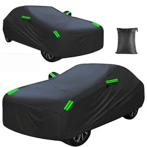 Heavy Duty Full Car Cover with Storage Bag Black, M/L/XL/XXL/YM/YL/YXL Size, Indoor Outdoor Snow Dust Sun UV Protection 190T Polyester Waterproof, Durable Scratch-resistant Car Protector Cover, Reflection In The Dark, Universal Fits For Most Car SUV Sedan